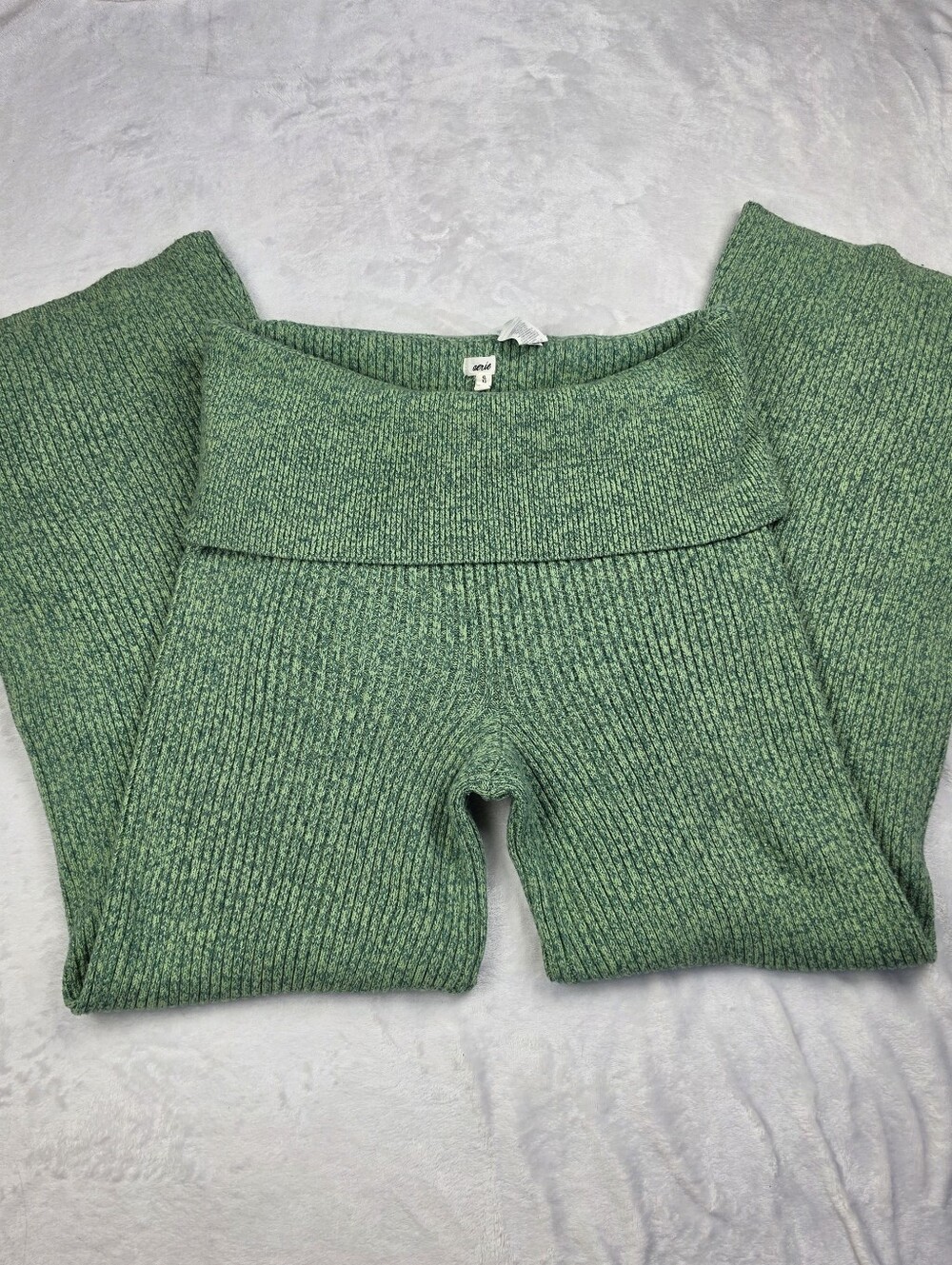 Cozy Casual Aerie Sweater Pant Airport Outfit XL Athleisure Stretchy Knit Green